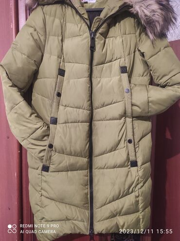 тёплая зимняя куртка: Пуховик, По колено, С капюшоном, L (EU 40)