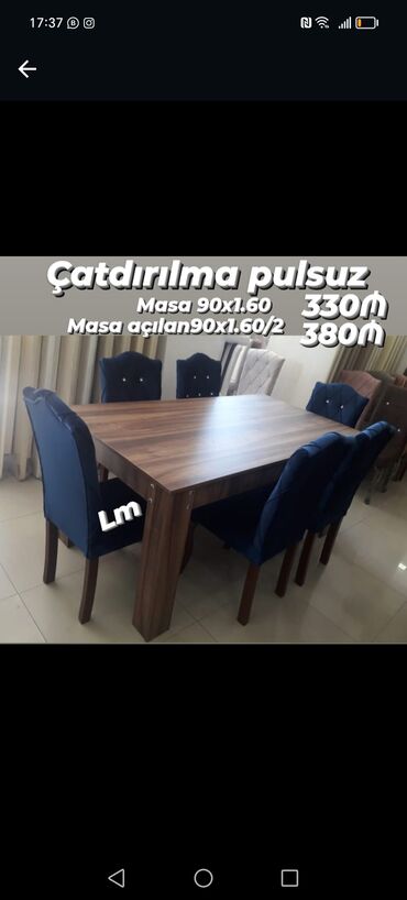 Masa və oturacaq dəstləri: Qonaq otağı üçün, Yeni, Açılan, Dördbucaq masa, 6 stul -da lalafo.az — 21 Masa və oturacaq dəstləri: Qonaq otağı üçün, Yeni, Açılan, Dördbucaq masa, 6 stul — 21
