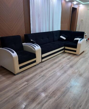 Мебель: *Endirim olundu❗❗❗* 1 kunc divan .acilir yataq olur + 1 eded kreslosu