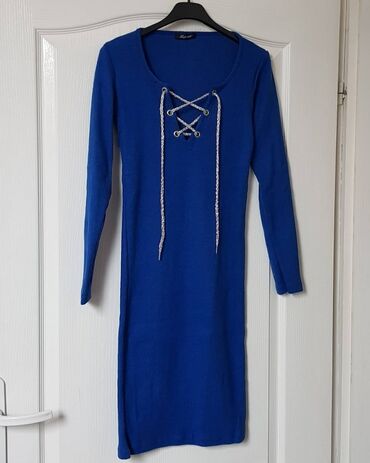 haljina dug rukav: Color - Blue, Other style, Long sleeves