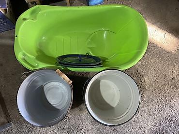 Наборы посуды: Набор посуды из стекла и фарфора. Советский пылесос, тазик, два ведра — 6
