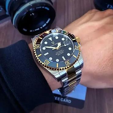 Ručni satovi: PAGANI DESIGN PD-1639 - 43mm -Zlatna/Crna- Rolex Submariner Potpuno — 1