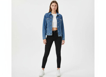 h m kurtka jeansowa damska: H&M Divided, Kurtka jeansowa damska, rozmiar 2XS