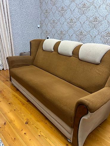 heyet ucun divan: Mebel növü: 3 nəfərlik divan ölçüsü 2metr - Rəng: isti qəhvəyi/bej — 1