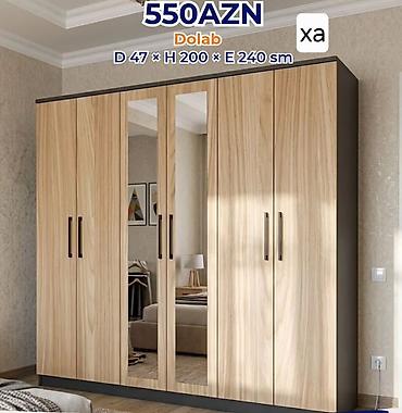 paltar işkafi: Dolab – 6 qapılı, güzgülü model Ölçülər: Dərinlik 47 sm × Hündürlük — 1