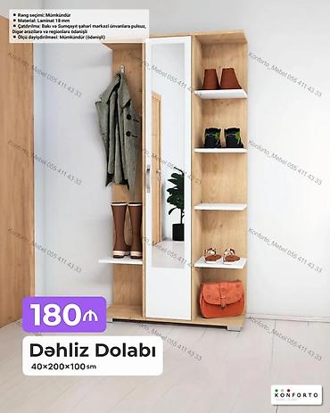 plastik ayna qapi: Dəhliz Dolabı – 40×200×100 sm - Funksional dizayn: açıq asqı bölməsi — 1