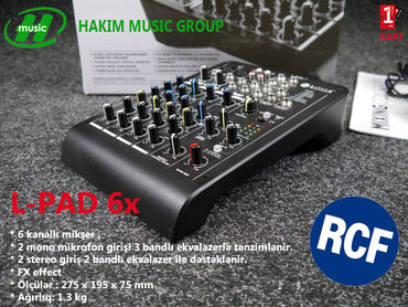 Звуковое оборудование: Mikşer "RCF l-PAD 6X" . RCF L-PAD 6X Italiya firmasina mexsus RCF