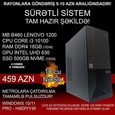 Masaüstü kompüterlər və iş stansiyaları: Masaüstü Kompüter "DDR4 Lenovo 10cu-Nəsil Core i3 10100” ⭐Tək Sistem -da lalafo.az — 1 Masaüstü kompüterlər və iş stansiyaları: Masaüstü Kompüter "DDR4 Lenovo 10cu-Nəsil Core i3 10100” ⭐Tək Sistem — 1