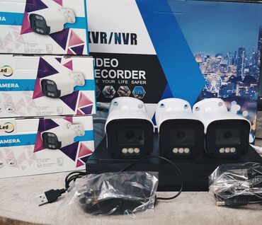 видеокамера panasonic профессиональная: DVR 4 çıxışlidir (Təzədir) Telefondan izleme 3 ədəd color Kamera