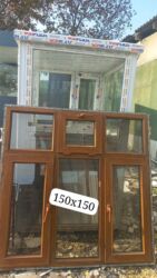 Plastik pəncərələr: İşlənmiş İkiqat şüşə paketi Plastik pəncərə, Еni: 150 sm, Uzunluğu: 150 sm, Ödənişli quraşdırma — 1