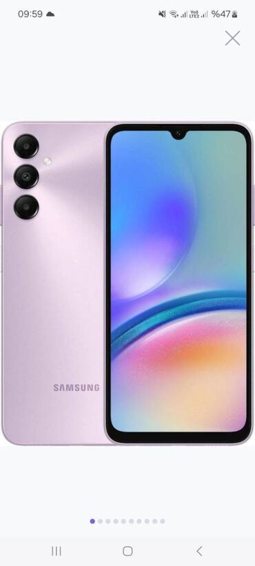 300 azn telefonlar: Samsung Galaxy A05s, 128 ГБ, цвет - Фиолетовый, Сенсорный, Гарантия, Отпечаток пальца