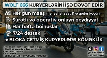 Sürücü-kuryer tələb olunur, Şəxsi nəqliyyat vasitəsi ilə, Həftəlik ödəniş