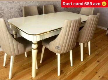 TV altlığı: Mətbəx üçün, Açılmayan, Dördbucaq masa, 6 stul