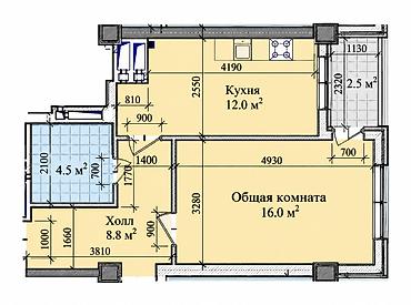 amir stroy: 1 комната, 42 м², Технопарк Элитка, 7 этаж, Евроремонт — 9