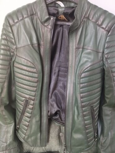 zenske jesenje jakne: Nova kožna zenska jakna tamno zelena 38-40 vel