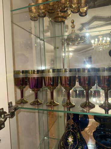 Digər dəstlər və servizlər: Dekorativ qab-qacaq dəsti - Kobalt mavi rəngli 2 ədəd şüşə vaza: oval — 8