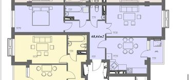 дордой квартира керек: 2 комнаты, 67 м², Элитка, 8 этаж, ПСО (под самоотделку)