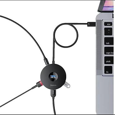 macbook pro adapter: Baseus Round Box CAHUB-U01 4-Port USB 3.0 HUB Kompüter və — 3