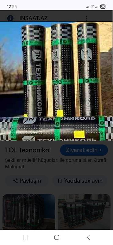 Technonikol brendindən olan rulon tipli bitum materialı. Bu məhsul dam