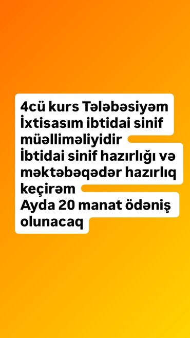 İş axtarıram (rezümelər): Müəllim tələb olunur, 1-2 illik təcrübə