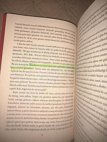 Художественная литература: Kitabın ilk 100 səhifəsi oxunub.Yalnız içindən bir cümlə markerlə — 4