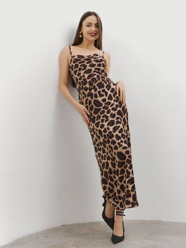 леопардовые платья: Вечернее платье, Длинная модель, Полиэстер, Без рукавов, L (EU 40), XL (EU 42), 2XL (EU 44)