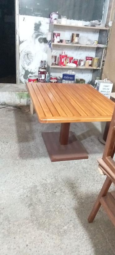 restoran stullari: Dördbucaq masa, Stullar ilə, Açılmayan, Taxta — 3