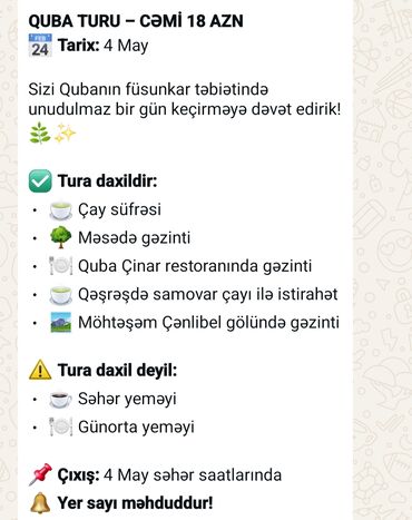 Turizm: Quba Turu Yalniz Xanımlardan ibarətdi
son 8 yer