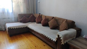 диван спальный: Угловой диван, Б/у, Раскладной, С подъемным механизмом, Набук, Нет доставки