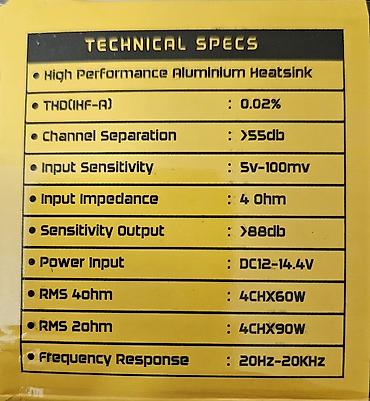 ariston 50: SOUNDMAX SX-KL2838.4 – 4 kanallı Class AB səs gücləndiricisi Əsas — 2