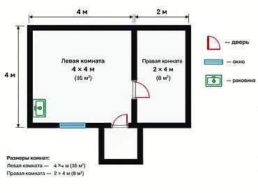 мой дом: 24 м², 2 комнаты — 2