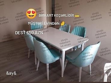 sane keci: Qonaq otağı üçün, Yeni, Dördbucaq masa, 6 stul — 1