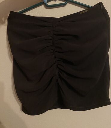 crna satenska suknja: M (EU 38), Mini, color - Brown