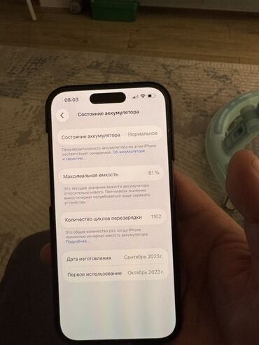 Apple iPhone: IPhone 15 Pro, Б/у, 128 ГБ, Черный, Защитное стекло, 81 % — 11