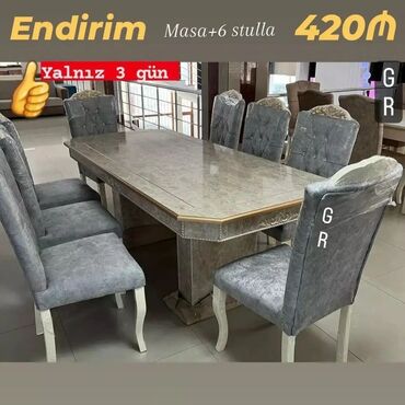 Masa və oturacaq dəstləri: Qonaq otağı üçün, Yeni, Açılmayan, Dördbucaq masa, 6 stul -da lalafo.az — 4 Masa və oturacaq dəstləri: Qonaq otağı üçün, Yeni, Açılmayan, Dördbucaq masa, 6 stul — 4
