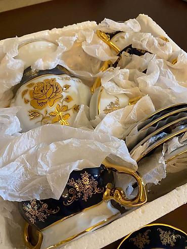 desler: Раритетный кофейный сервиз ZWIEBELMUSTER (Czech Republic) — фарфор с — 2