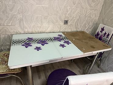 stulla: Mətbəx üçün, İşlənmiş, Açılan, Dördbucaq masa, 4 stul — 4
