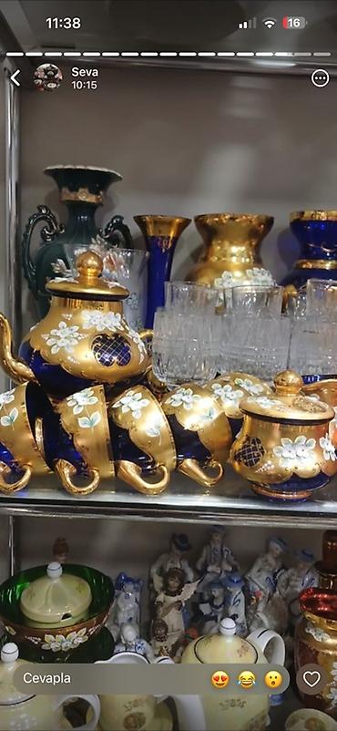Çay dəsti, rəng - Mavi, Farfor
