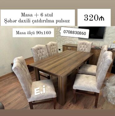 yazı stolu ikinci əl: Qonaq otağı üçün, Yeni, 6 stul