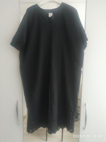 льняное платье: Повседневное платье, Корея, Лето, Лен, XL (EU 42)