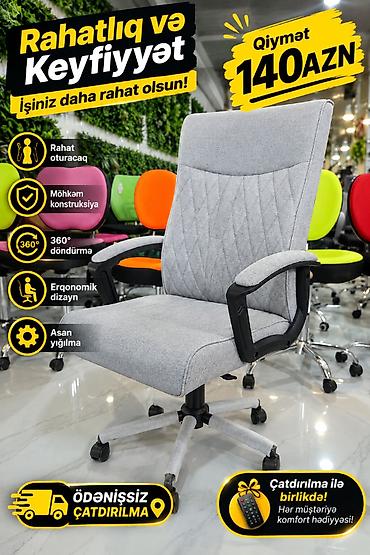 gence kreslo: Yeni, Təkərli, Qolları tənzimlənir, Parça — 3