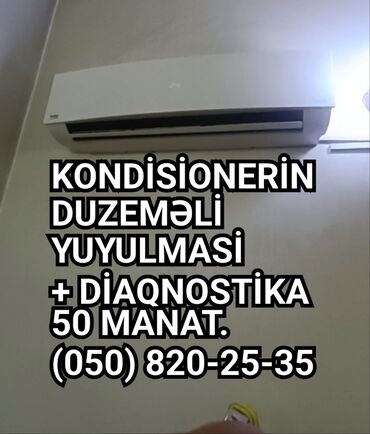 Kondisionerlər: Təmir, Split kondisionerlər, Frion vurulması, Zəmanətlə, Pulsuz diaqnostika