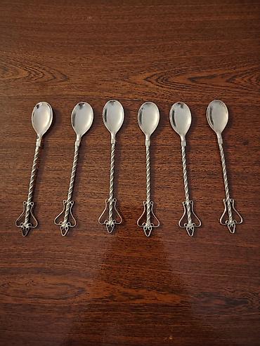qaşıq çəngəl dəsti: Melixor gümüş üzüklü qaşıq dəsti – 6 ədəd - Material: metal ərinti — 4