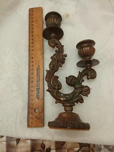sveca qiymetleri: İkişamlı metal şamdan - Material: tökmə metal (döküm), ağır və sabit — 4