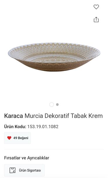 karaca baku qiymetler: KARACA Murcia Tabak Krem Türkiyə 40 sm