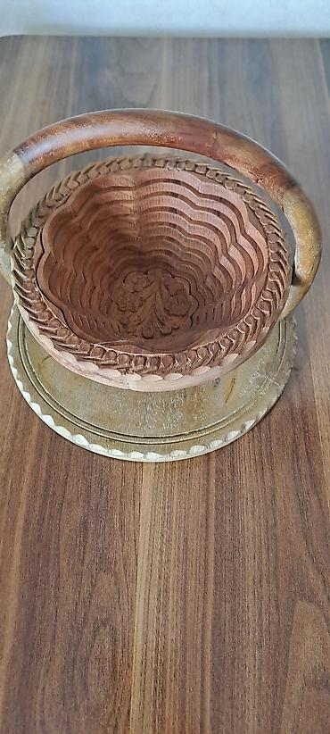 meyvə ağac: Taxta oyma qatlanan səbət - Material: tamamilə təbii ağac, əl oyma — 2
