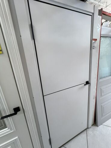 Doors with glass: Межкомнатная дверь белого цвета с черной фурнитурой. Дверь состоит из