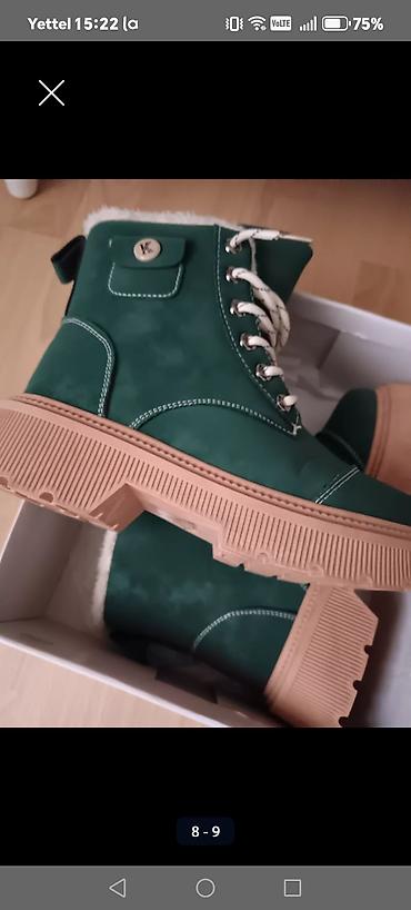 Gležnjače: Ženske zimske čizme do članka - Boja: tamnozelena gornjište, bež đon — 8