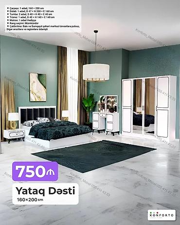 Ev və bağ: Yataq Dəsti – 160×200 sm Tərkib: - Çarpayı: 1 ədəd, 160×200 sm - — 1