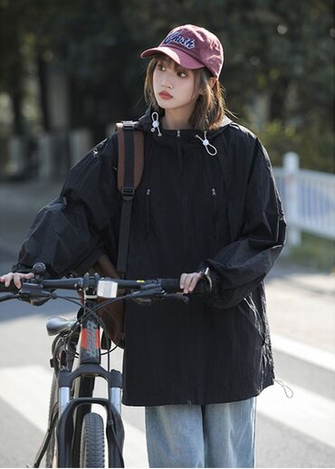 женские куртки весна: Ветровка, Китай, С капюшоном